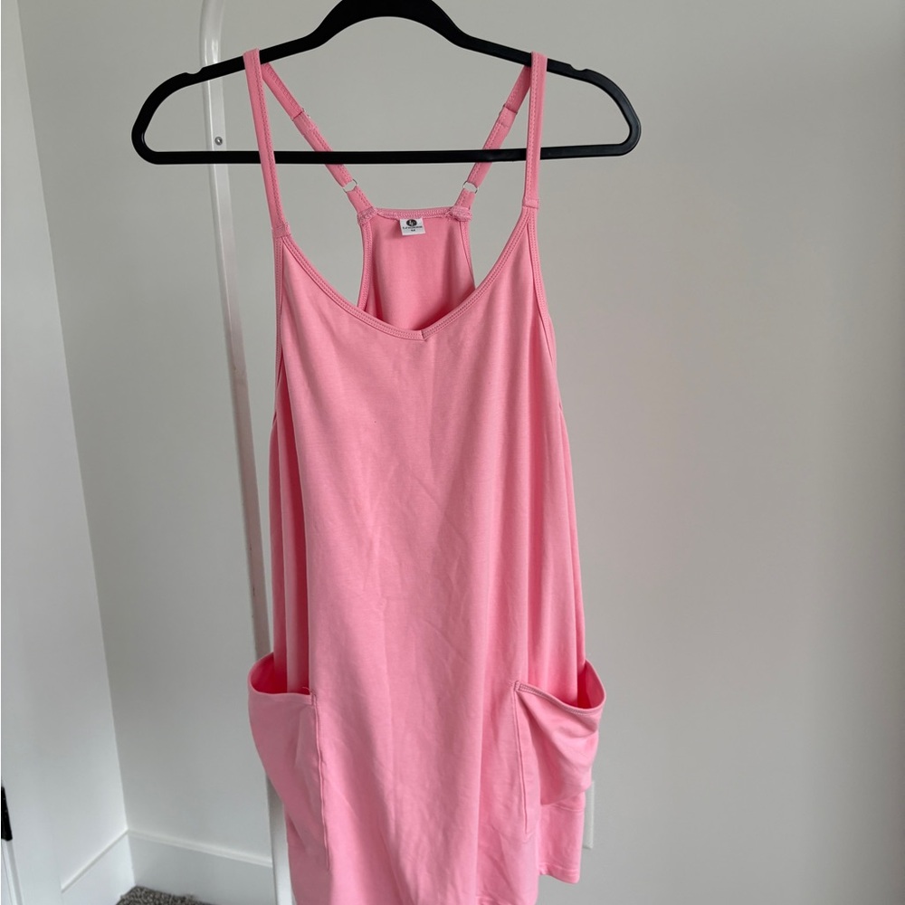 Pink Spaghetti Strap Romper Dress - Picture 5 of 7